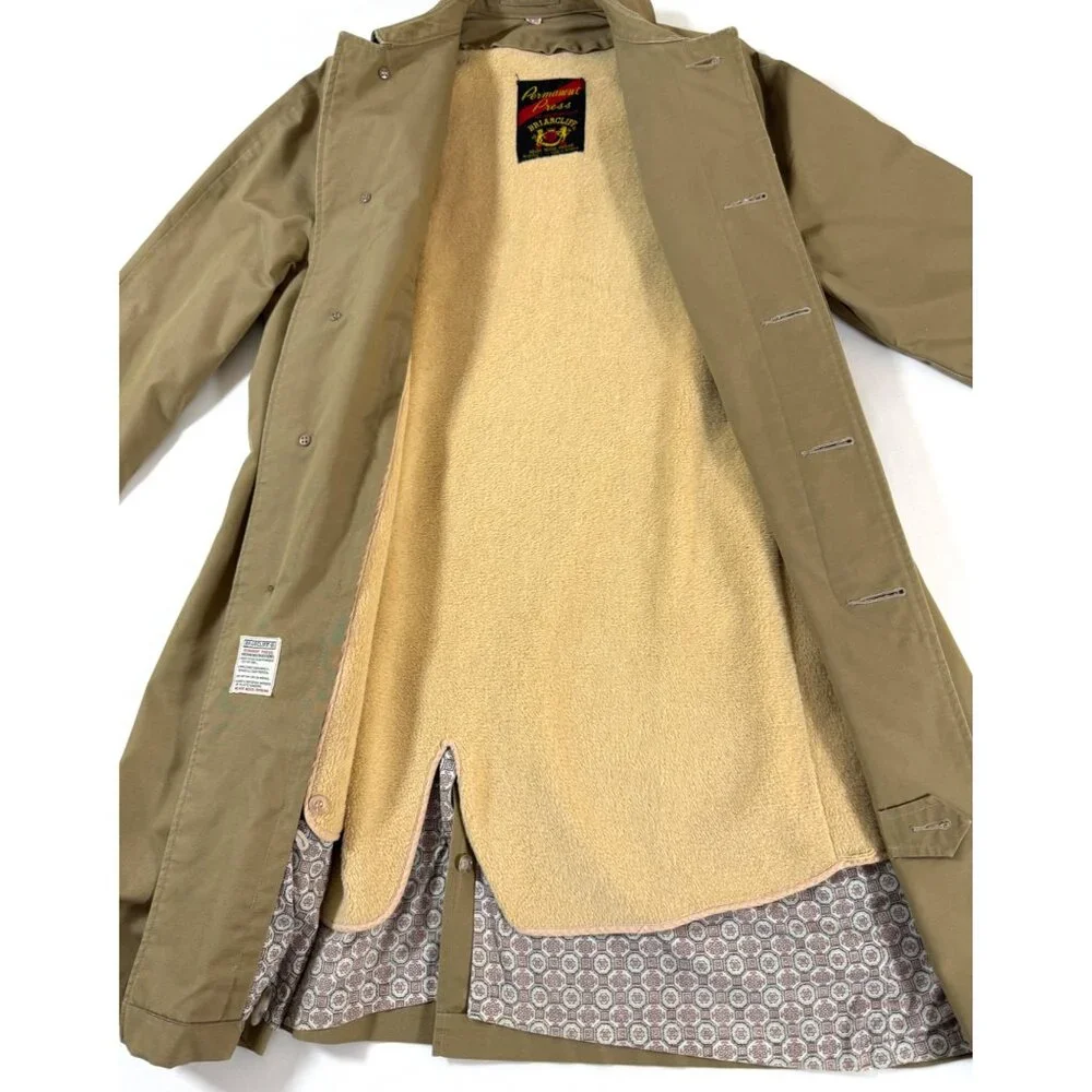 Vintage Briarcliff Tan Trench‎ Raincoat Men’s 38R Zip Out Liner Made in Okinawa